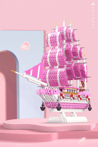Rosa Segelboot Bausteinset