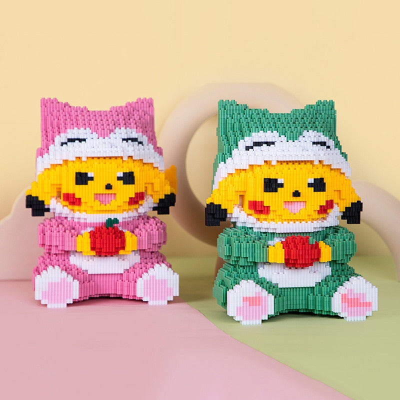 gelbes Blitzmonster mit Apfel Bausteinset