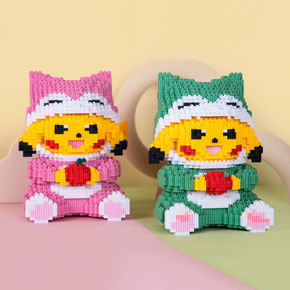gelbes Blitzmonster mit Apfel Bausteinset