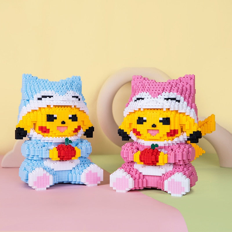 gelbes Blitzmonster mit Apfel Bausteinset