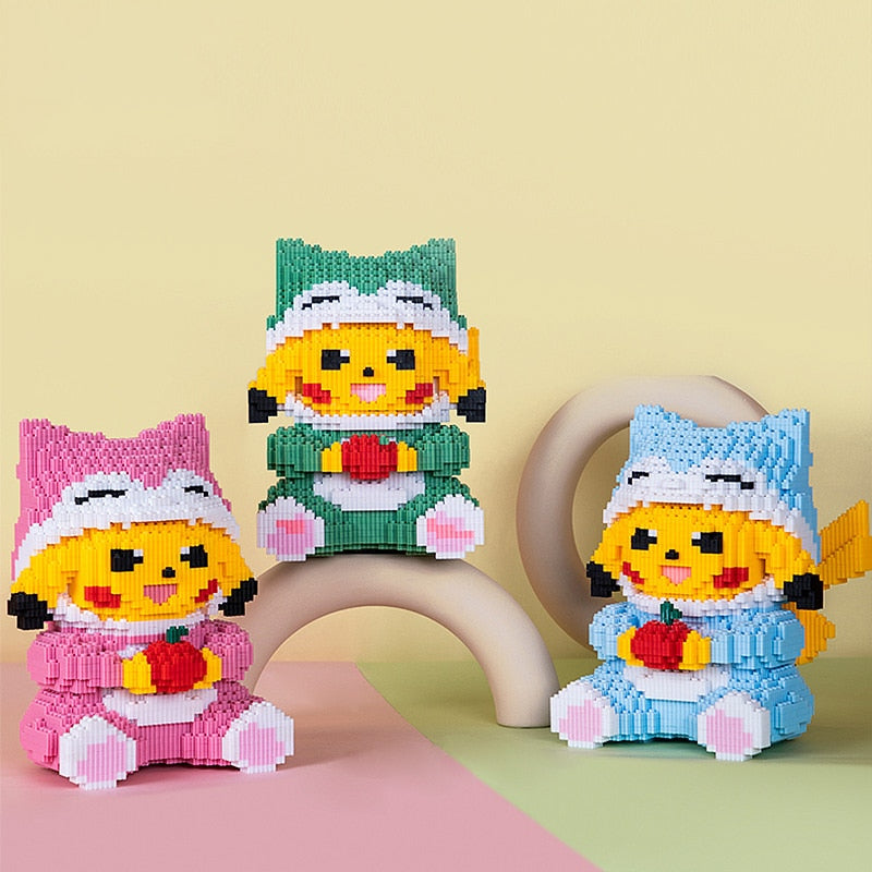 gelbes Blitzmonster mit Apfel Bausteinset