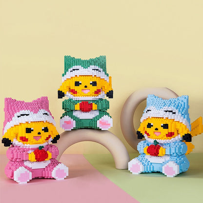 gelbes Blitzmonster mit Apfel Bausteinset