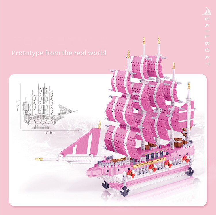 Rosa Segelboot Bausteinset