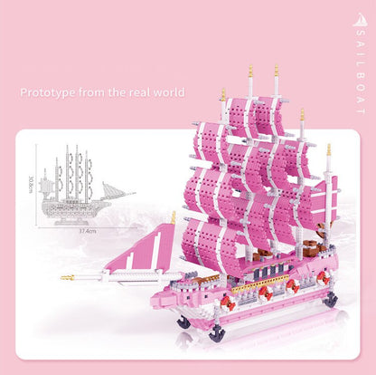 Rosa Segelboot Bausteinset