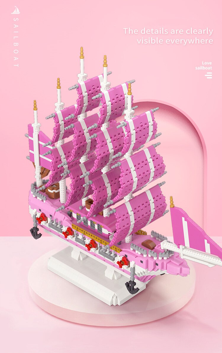Rosa Segelboot Bausteinset