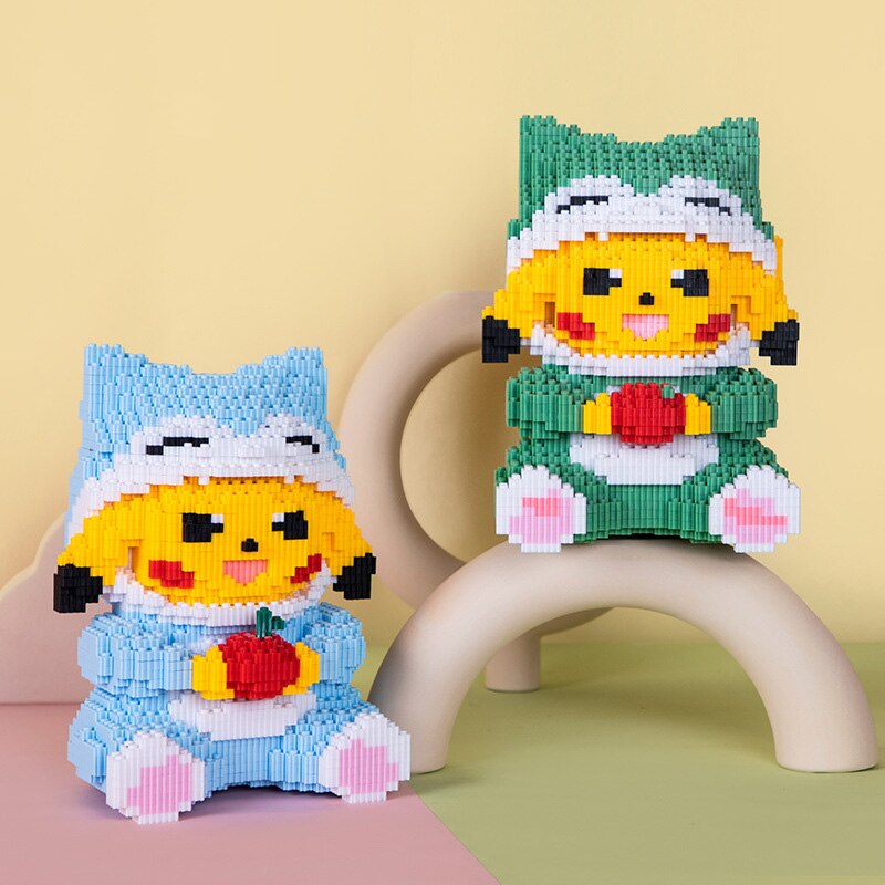 gelbes Blitzmonster mit Apfel Bausteinset