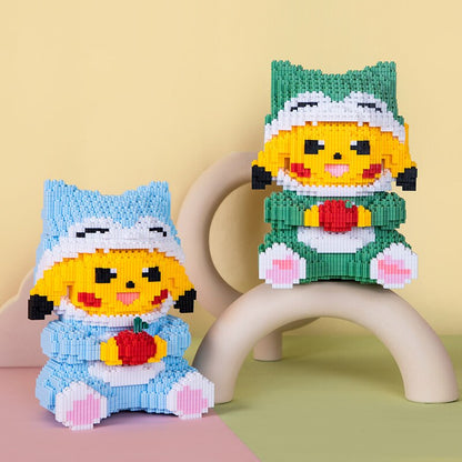 gelbes Blitzmonster mit Apfel Bausteinset