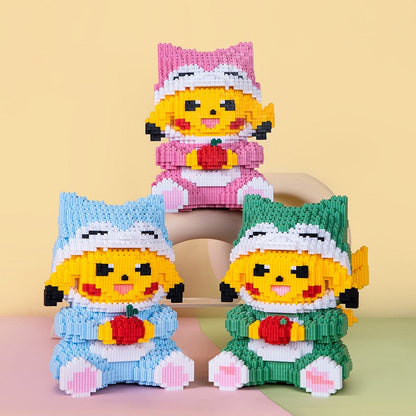 gelbes Blitzmonster mit Apfel Bausteinset