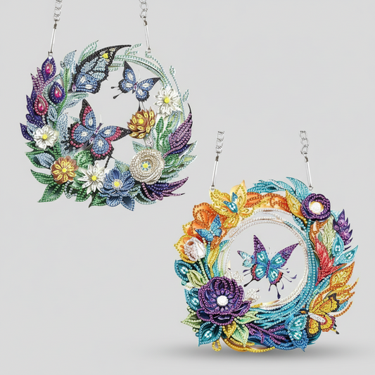 Diamond Painting Schmetterlinge mit Blumen