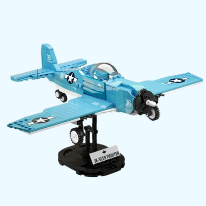 blaues Kampfflugzeug Bausteinset