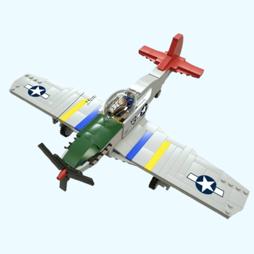 graues Kampfflugzeug Bausteinset