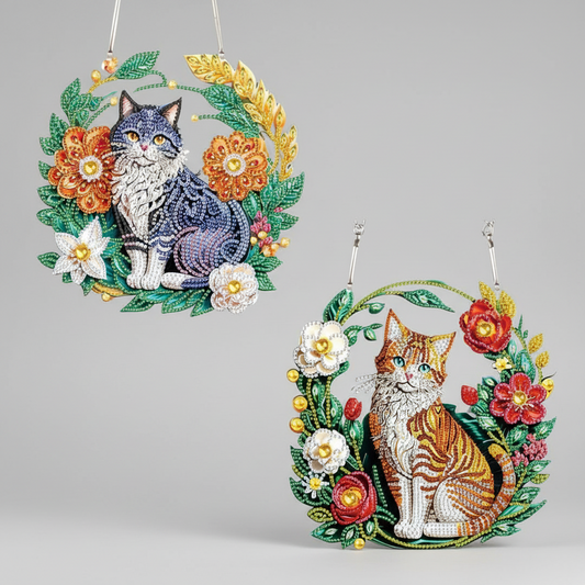 Diamond Painting Katze mit Blumen