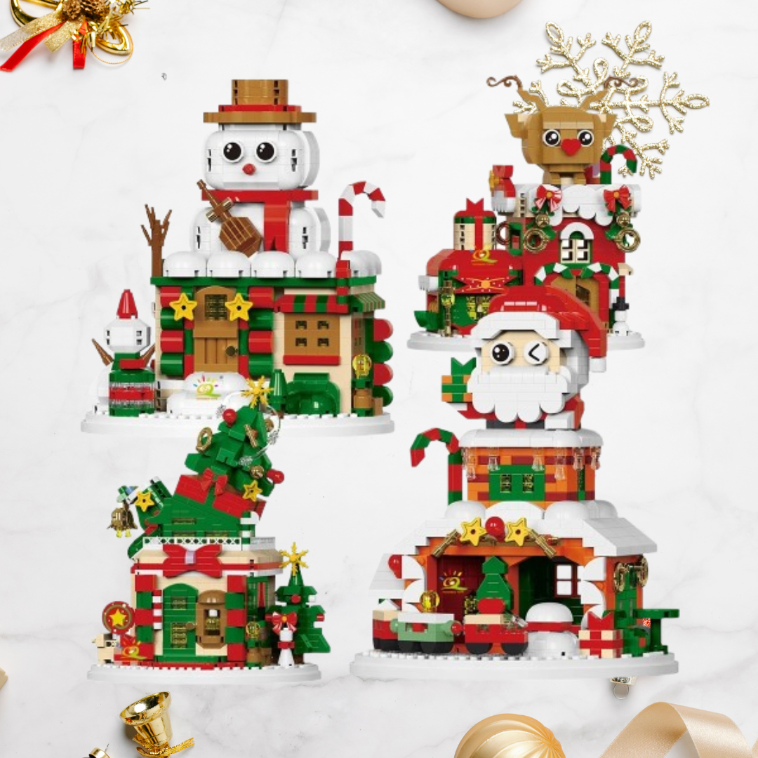 Schöne Weihnachtshäuschen Bausteinset