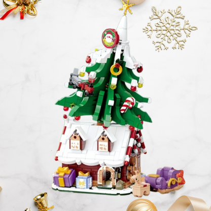 Weihnachtsbaum auf Häuschen Bausteinset
