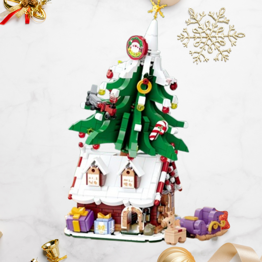 Weihnachtsbaum auf Häuschen Bausteinset