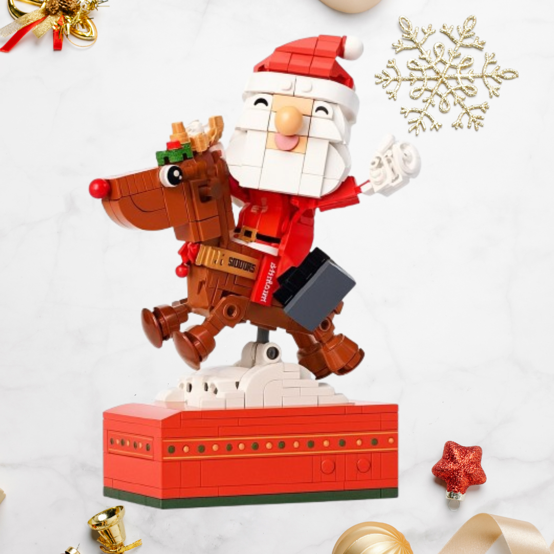 Der Weihnachtsmann auf dem Rentier Bausteinset