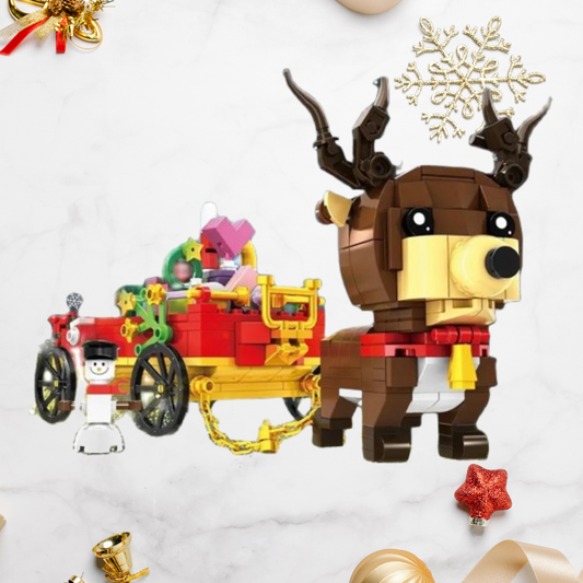 Rentier mit Wagen Bausteinset