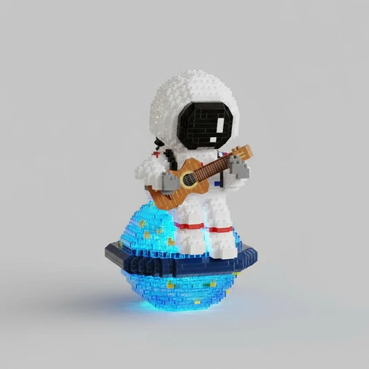 Astronaut mit Gitarre Bausteinset