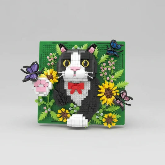 Katze auf Bauplatte Bausteinset