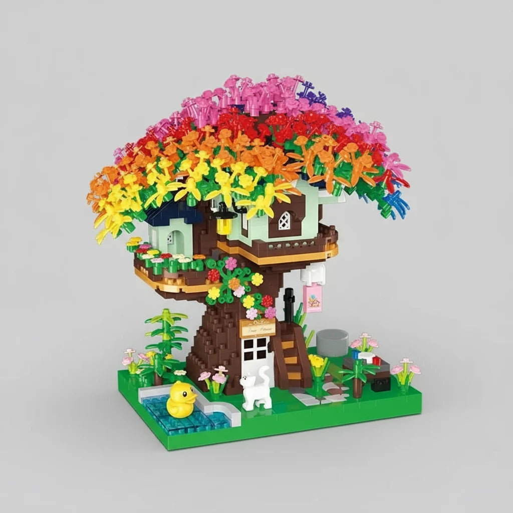 Regenbogen-Baumhaus Bausteinset