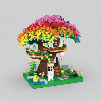 Regenbogen-Baumhaus Bausteinset