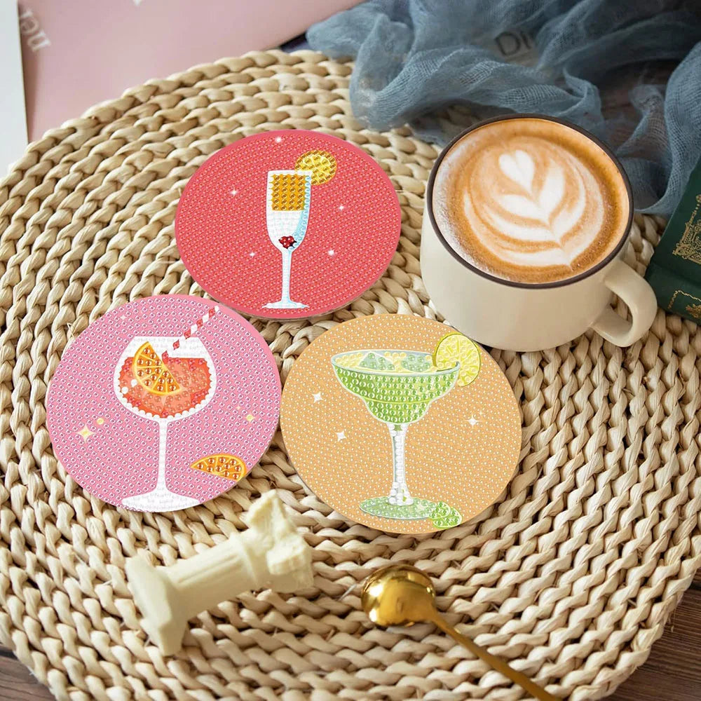 Diamond Painting Bunte Cocktail-Untersetzer