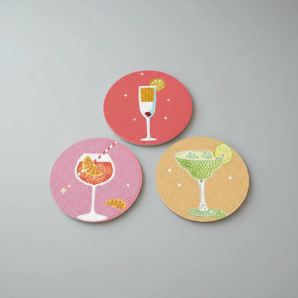 Diamond Painting Bunte Cocktail-Untersetzer