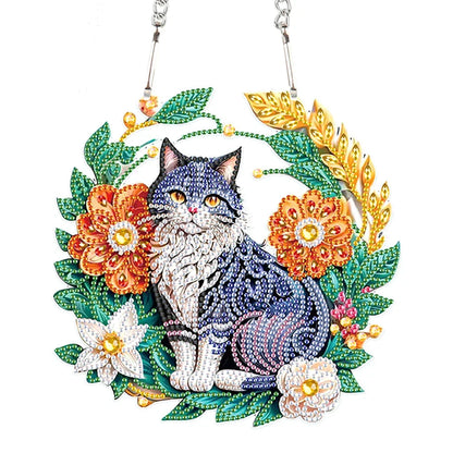 Diamond Painting Katze mit Blumen