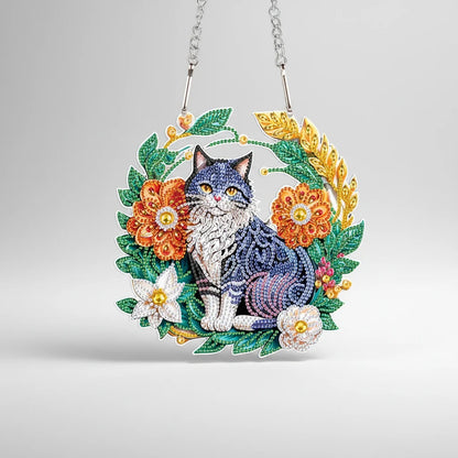 Diamond Painting Katze mit Blumen