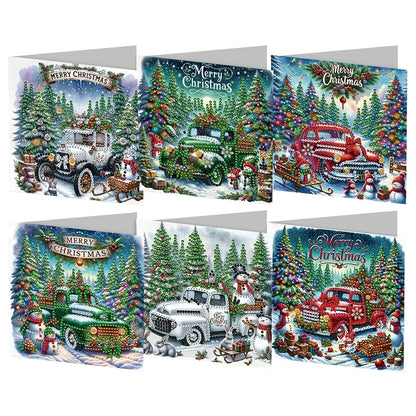 Diamond Painting Weihnachtskarten Set mit Vintage Autos