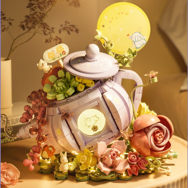 Teetasse mit Blumen Bausteinset