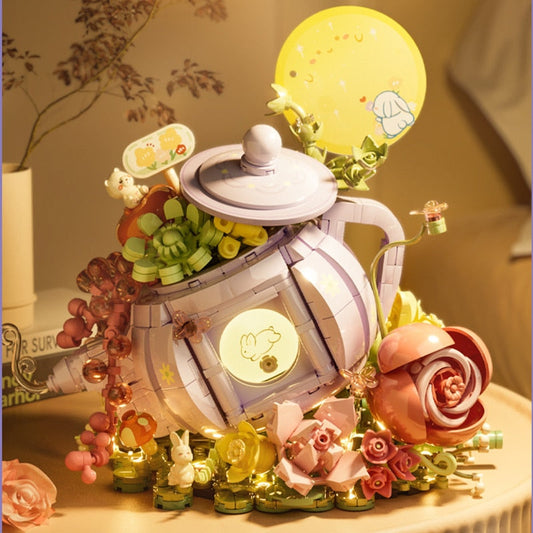 Teetasse mit Blumen Bausteinset