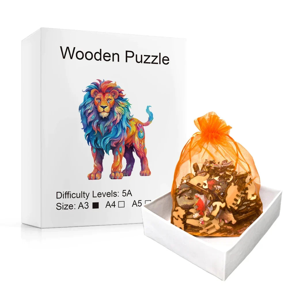 Starker Löwe Holzpuzzle