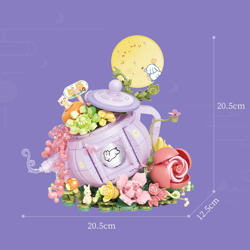 Teetasse mit Blumen Bausteinset
