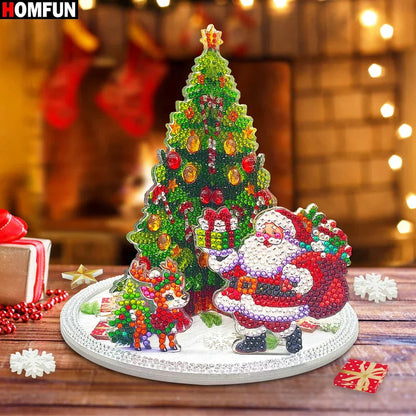 Diamond Painting 3D Weihnachtsmann bei Weihnachtsbaum