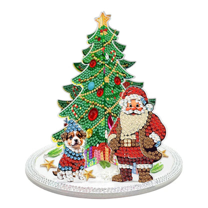 Diamond Painting 3D Weihnachtsmann bei Weihnachtsbaum