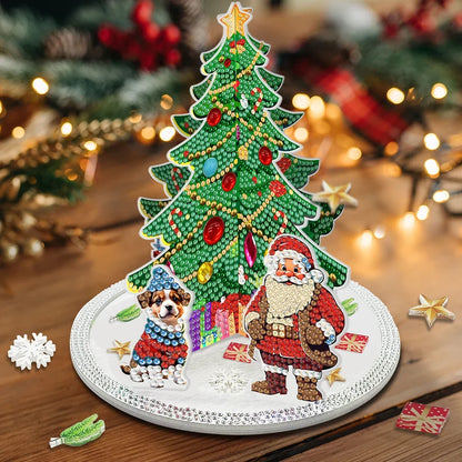Diamond Painting 3D Weihnachtsmann bei Weihnachtsbaum
