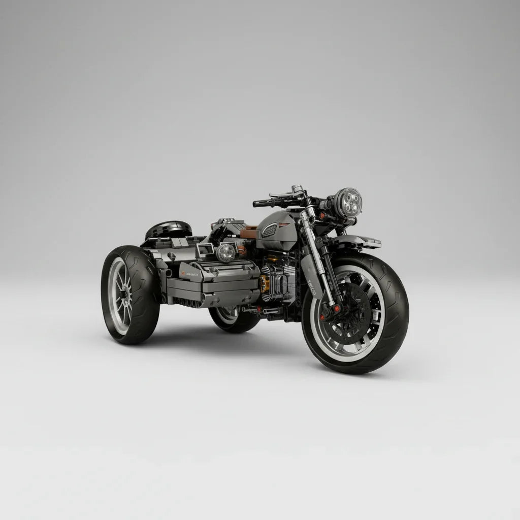 Mechanisches Retro Dreirad Motorrad Bausteinset
