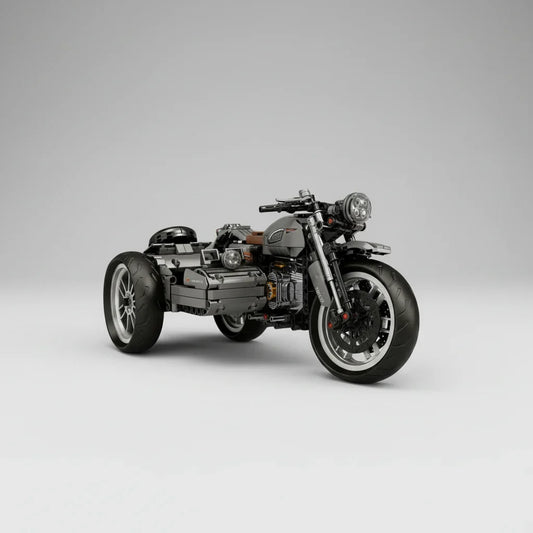 Mechanisches Retro Dreirad Motorrad Bausteinset