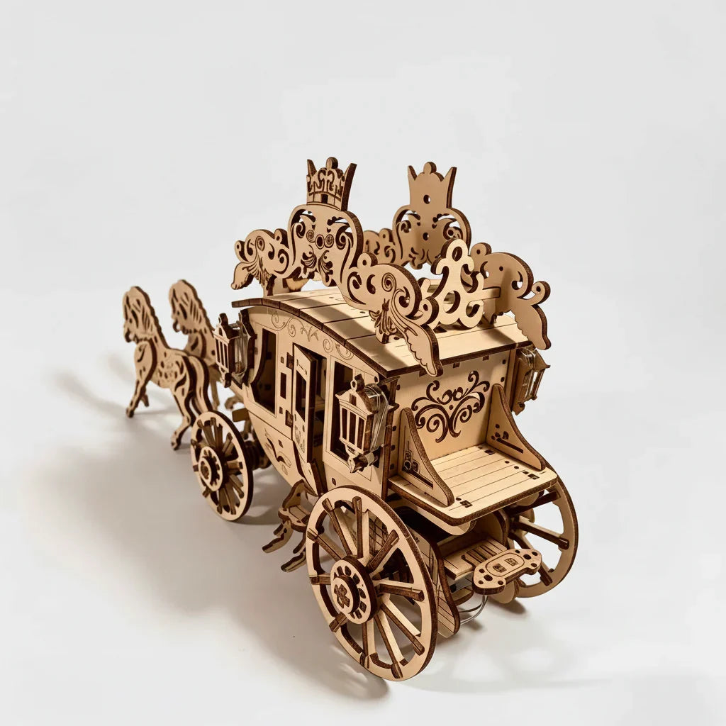 Kutsche mit Pferden 3D-Holzbausatz