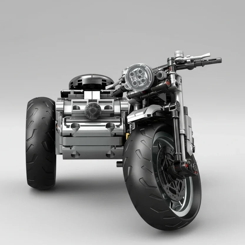 Mechanisches Retro Dreirad Motorrad Bausteinset