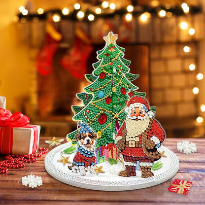 Diamond Painting 3D Weihnachtsmann bei Weihnachtsbaum