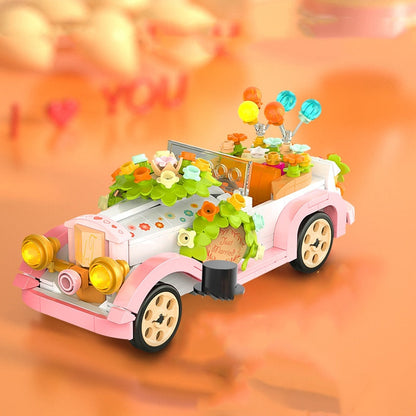 Rosa Hochzeitsauto Bausteinset
