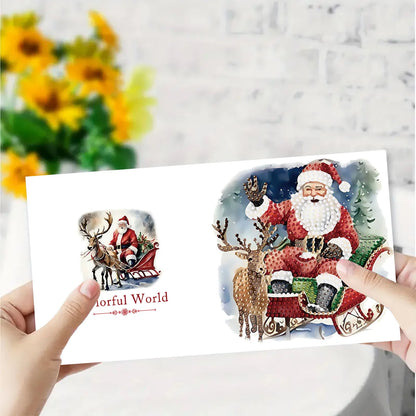 Diamond Painting Weihnachtsmann-im-Schlitten-Karten