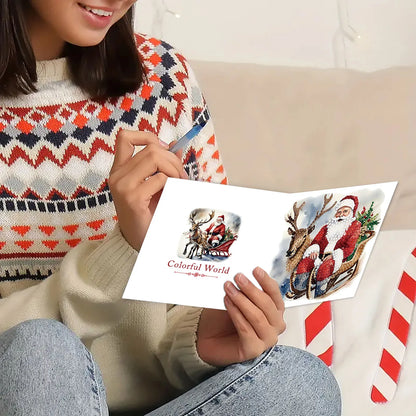 Diamond Painting Weihnachtsmann-im-Schlitten-Karten