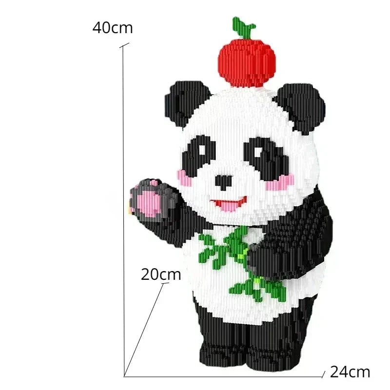 Panda mit Apfel Bausteinset