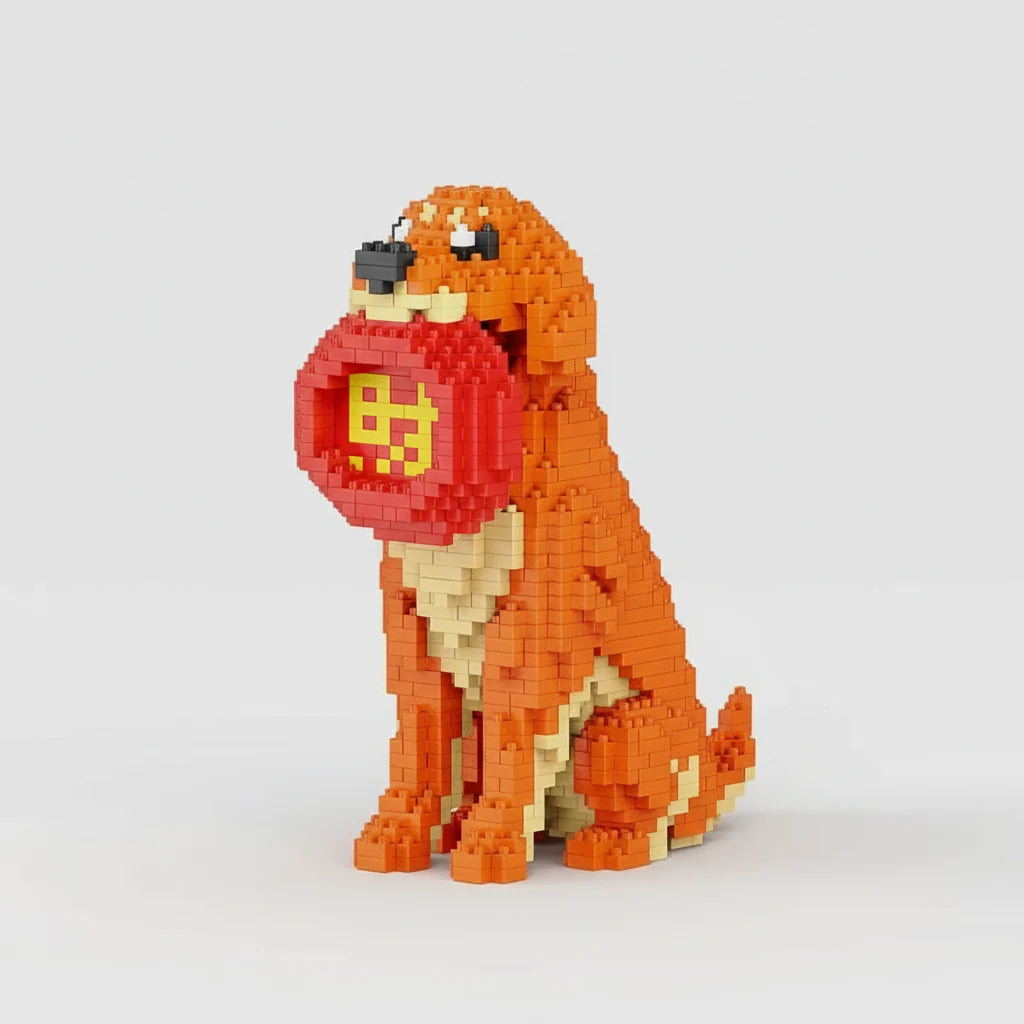 Hund mit Frisbee Bausteinset