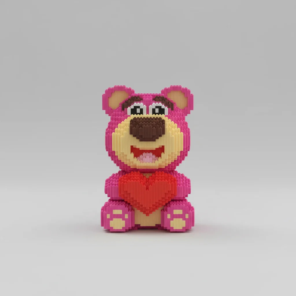 Rosa bär mit Herz Bausteinset