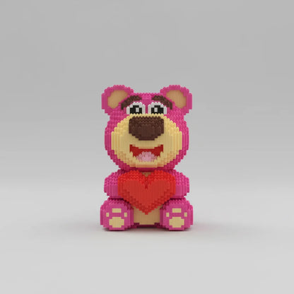 Rosa bär mit Herz Bausteinset