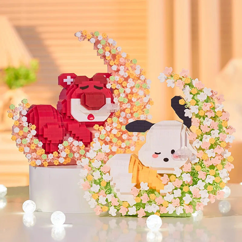 Tiere auf Blumen Bausteinset
